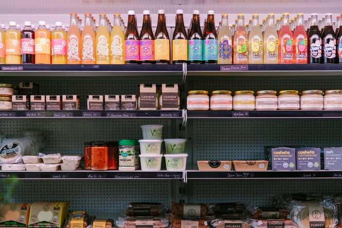 View of the deli fridge at Grater Goods.