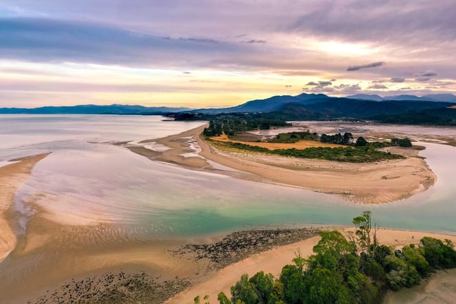 The view of Golden Bay from the Aorere Goldfields Track.