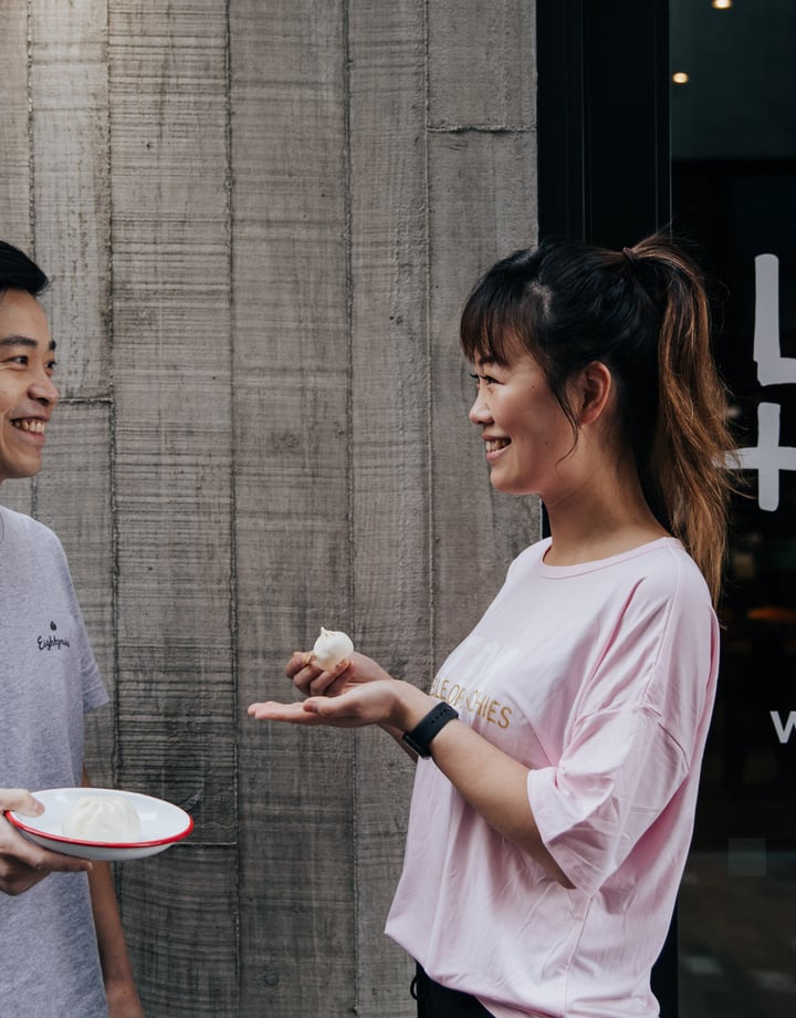 Andy Shiau and Mia Zhao outside Little High Eatery in Christchurch