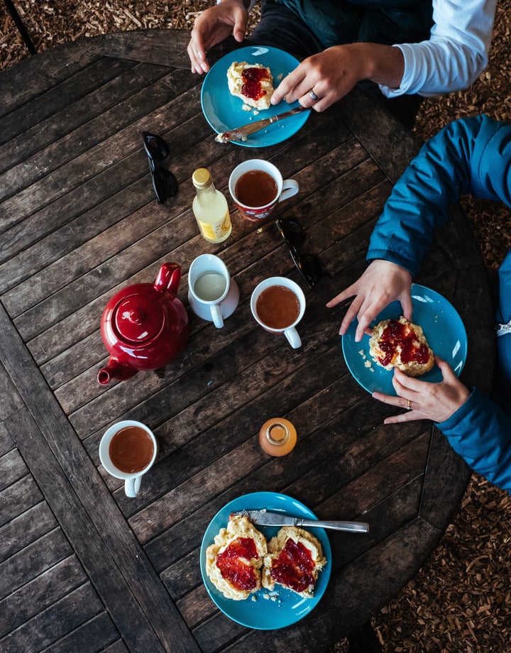 Jam on scones.