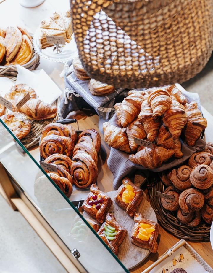 Trays of croissants and pastries from Bohemian Bakery.