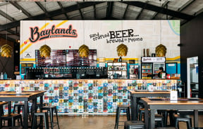 Interior of taproom at Baylands Brewery in Lower Hutt