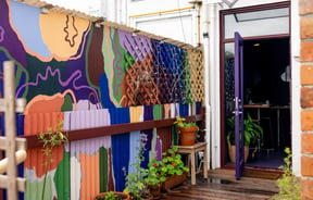 The colourful outdoor courtyard at Forest.