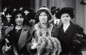 Three women on strike in 1913.