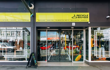 The entrance to Recycle Boutique, Hamilton.