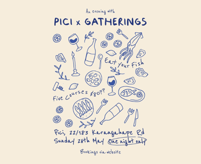 Pici x Gatherings Seafood Collab Event Graphic