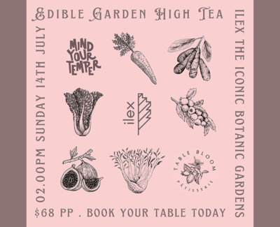 Table Bloom Edible Garden High Tea Event Graphic