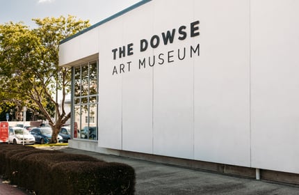 The white exterior of The Dowse Museum in Lower Hutt.