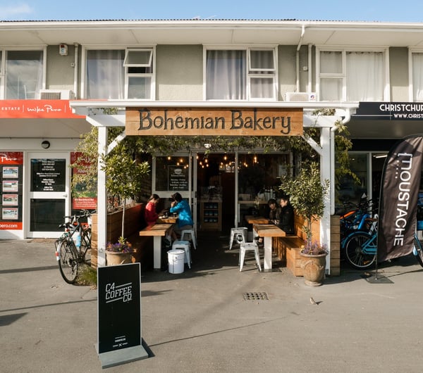 The sunny exterior of Bohemian Bakery cafe.