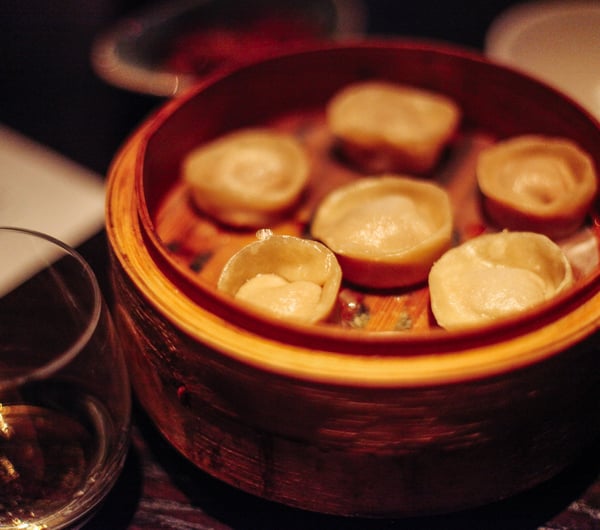 Dumplings on a table.