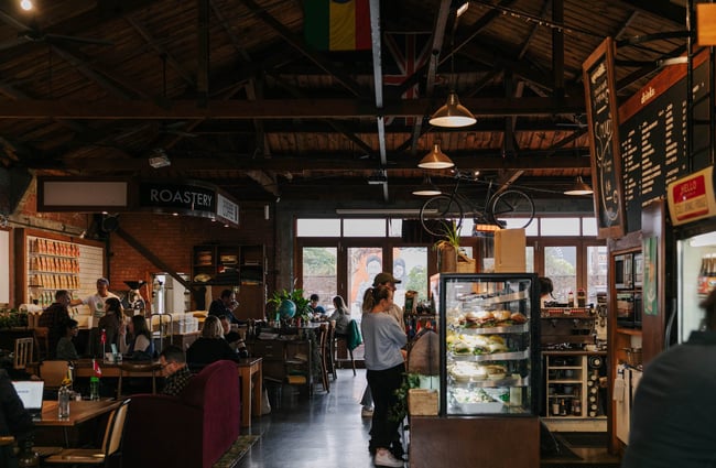 Interior view of Addington Coffee Co-op in Christchurch.