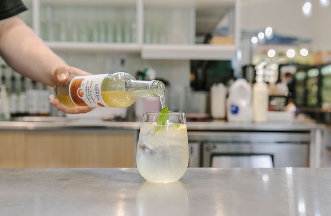 A spritz drink being poured at Barker's Foodstore and Eatery, Geraldine.