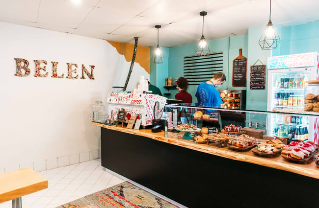 Interior view of the counter at Belén, Wellington.