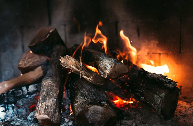 Wood in the fire.