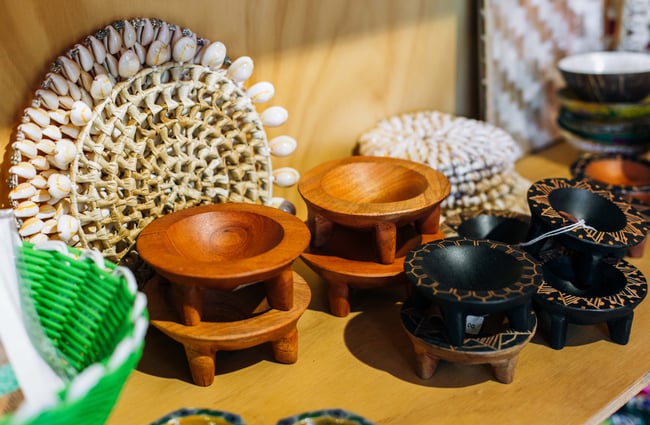 Wooden trinket bowls from Blue Bell Club, Porirua.