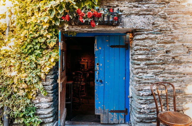 A blue door leading to a bar in Arrowtown.