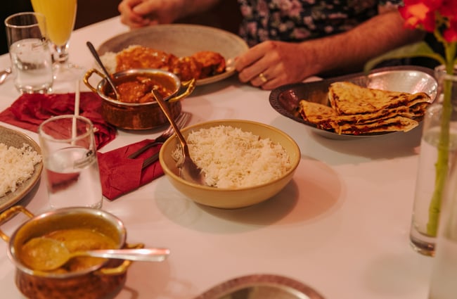 Indian dishes on the table.