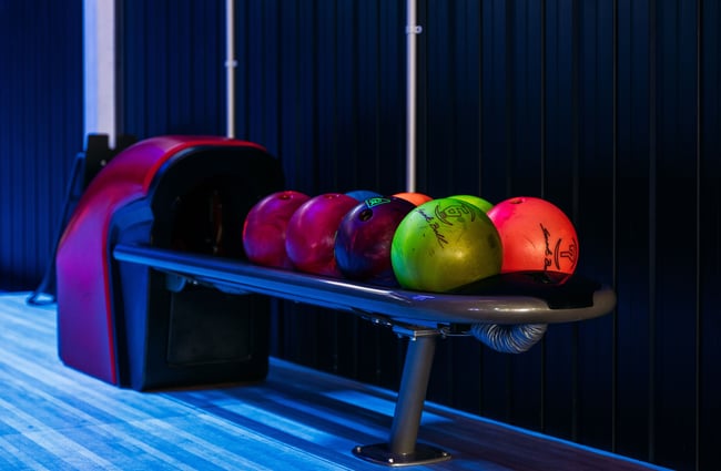 A close up of bowling bowls.
