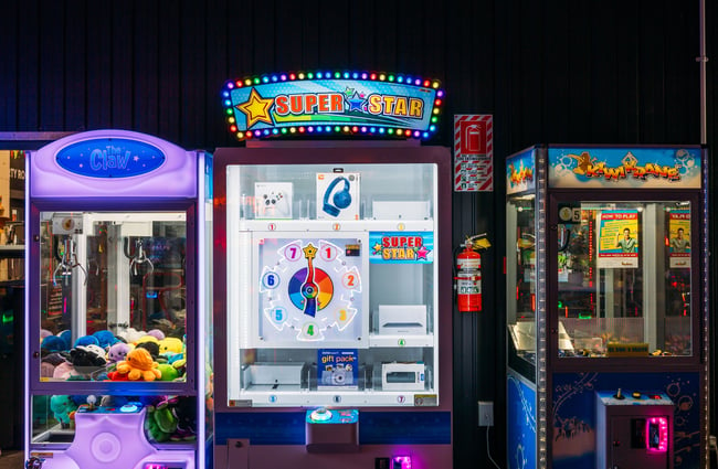 A close up of arcade games.