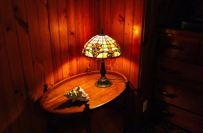 Lamp on side table.