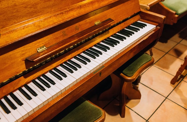 Wooden piano.