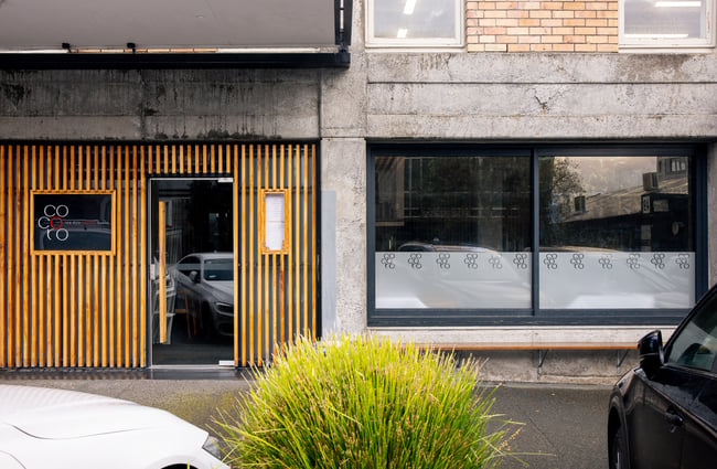 The wooden and brick entrance to Cocoro in Auckland.
