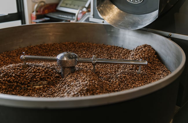 Close up of coffee being roasted.