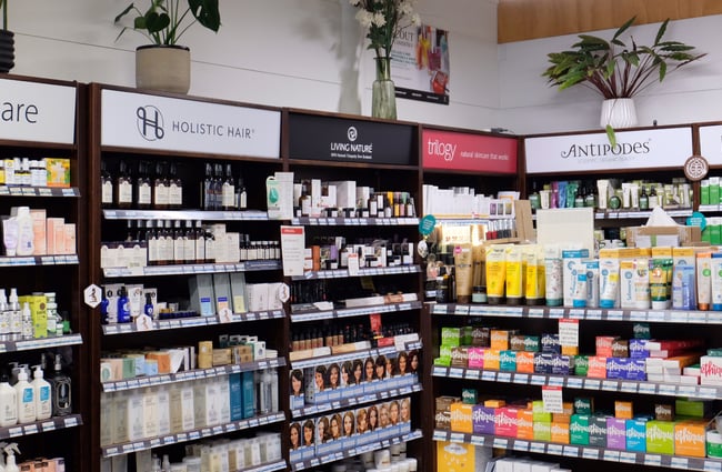 Health and beauty shelves.