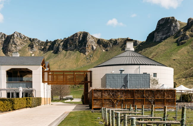 The sandy exterior of the Craggy Range winery and restaurant in Havelock North.