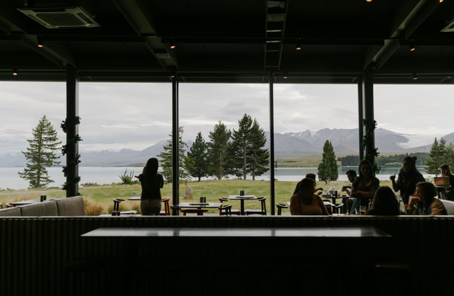 View out of the window at Dark Sky Diner, Tekapo.