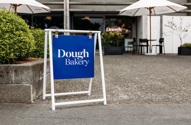 Dough Bakery sign on street in Upper Hutt
