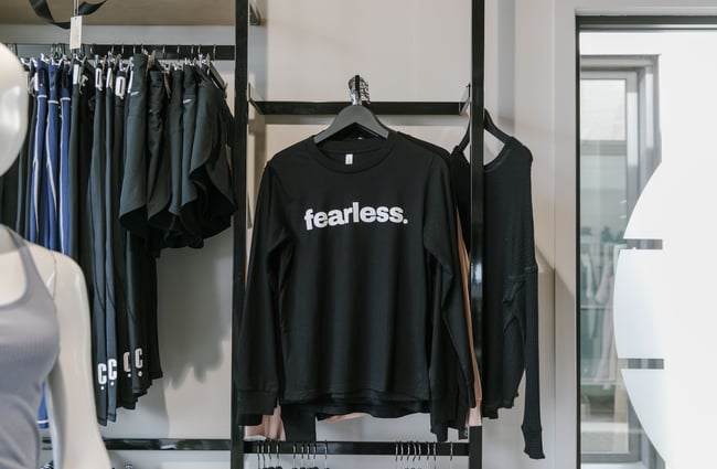 Fearless branded jumper on display.