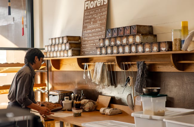 Behind the counter at Florets Auckland.