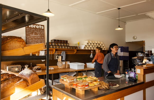 The cafe counter at Florets Bakery Auckland.