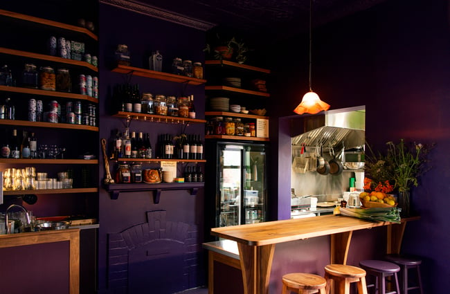 The purple decorated bar.