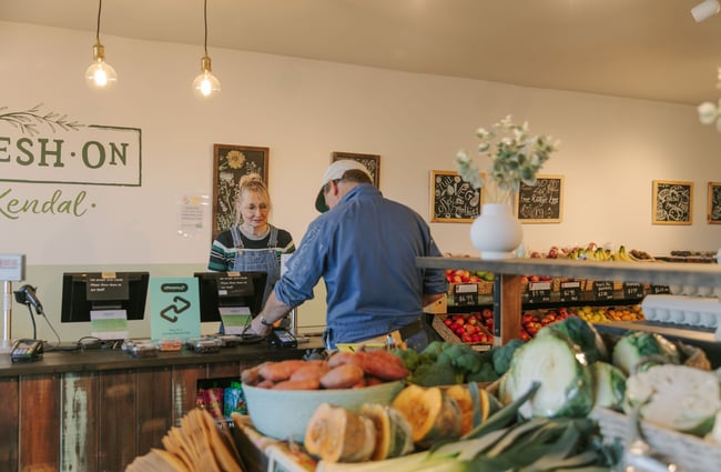 A customer being served by a staff member at Fresh on Kendal Christchurch.