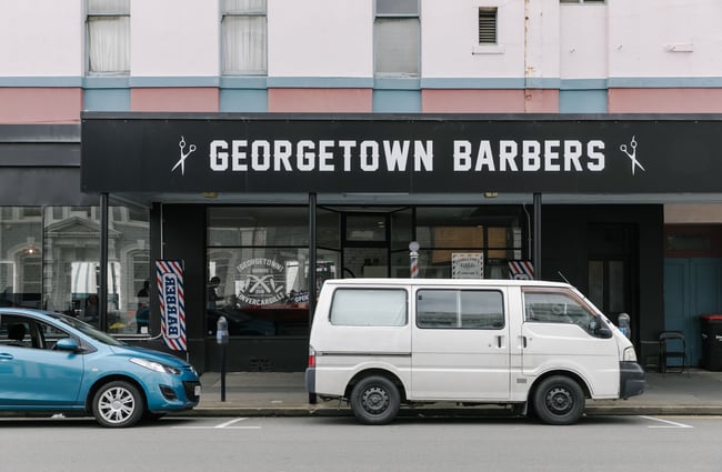 Exterior view of Georgetown Barbers.