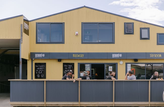 Exterior view of Ground Up Brewing, Wānaka.