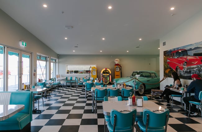 American style diner at Harmon's Motor Museum.