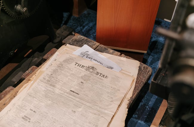 Old newspaper, The Star, at Kaikōura Museum.