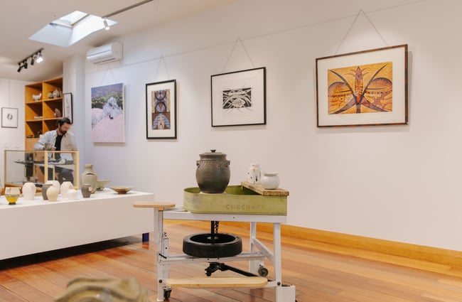Potters wheel on display at Kiln Gallery.