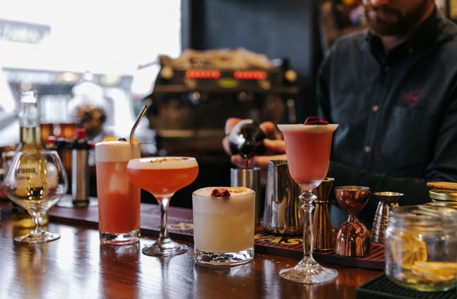 A selection of pink cocktails at Kismet.