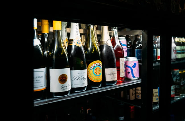 Bottles of wine in the fridge at Last Place Bar.