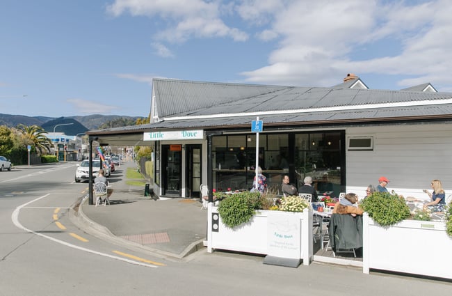 The exterior of Little Dove Cafe in Nelson New Zealand.