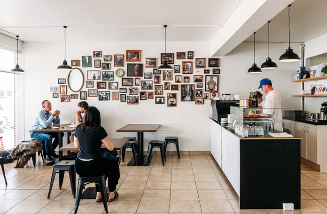 The cafe interior of Lloyds Deli Tauranga.