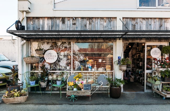 Exterior of flower shop in Lovegrove Lane