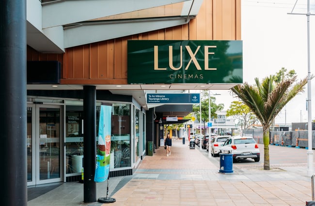 The entrance to Luxe Cinemas in Tauranga.