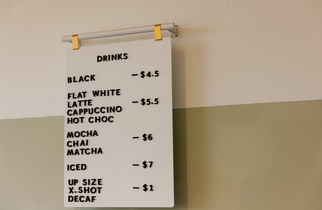 A coffee sign on a wall.