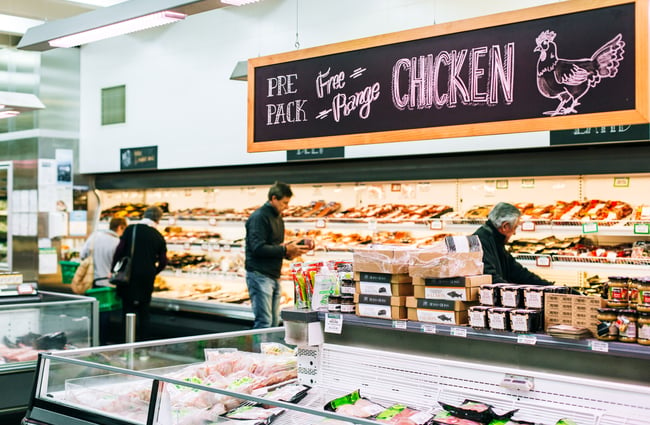 The chicken and meat section of Moore Wilsons.