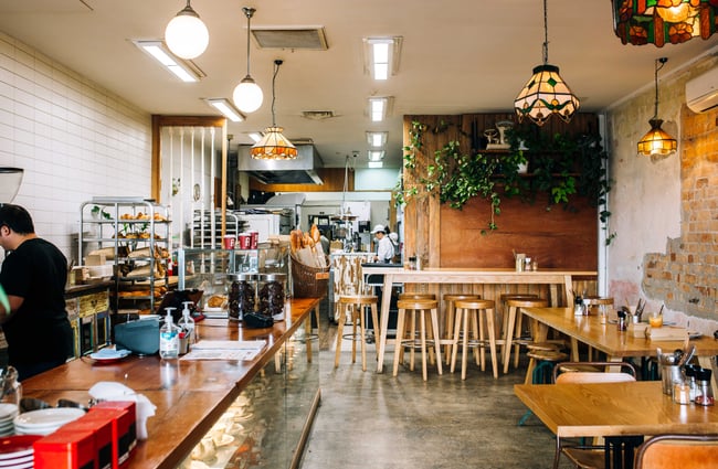 Seating area at Mr T's Baked Goods and Eatery, Auckland.
